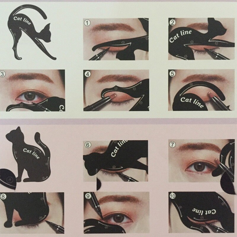 Pochoirs de maquillage pour les yeux, 2 ou 4 pièces, Eyeliner, ligne de chat, noir, modèle façonneur, facile à maquiller, fard à paupières, carte