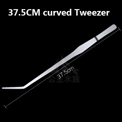 Aquarium recht gebogen pincet schaar algenkrabber roestvrij staal aquarium planten gereedschap: 37.5cm gebogen pincetten