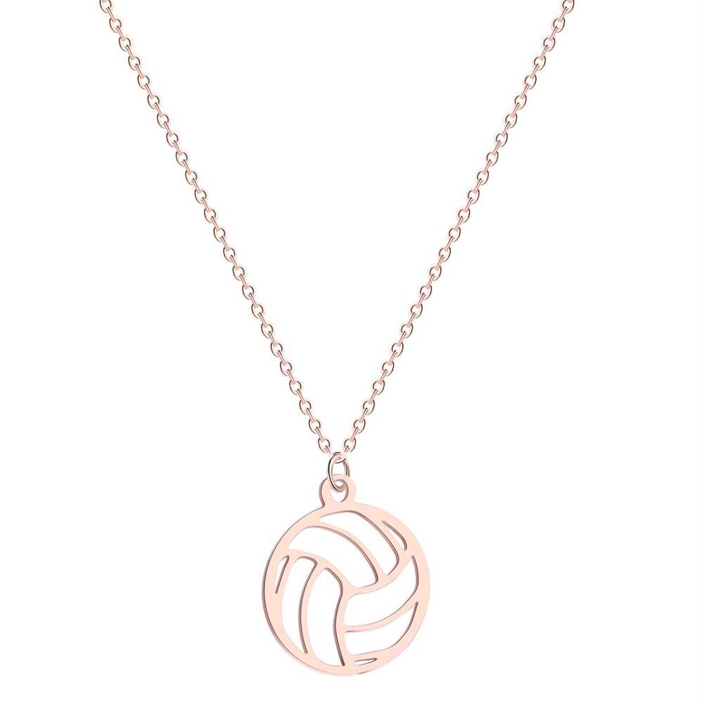 CHENGXUN-collar con dije de voleibol, joyería deportiva, colgante de bola de voleibol, hueco, ventilador deportivo de oro rosa: COLOR ORO ROSADO