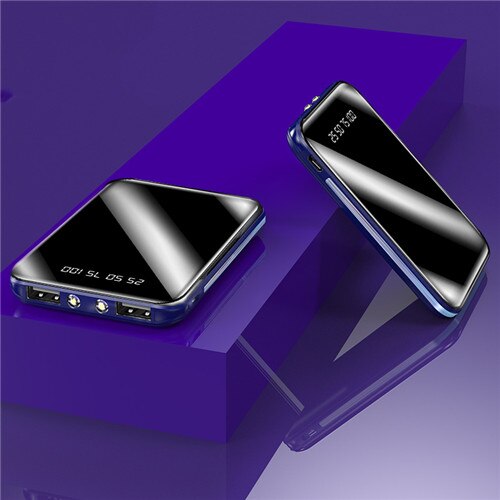 Mini-powerbank 80000 mah externer akku, tragbares ladegerät mit led-beleuchtung, digitalanzeige, mobile stromversorgung, einweg-schnellladegerät: Blau