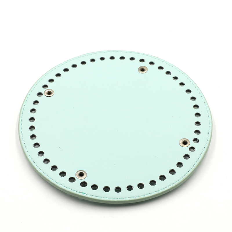 Redondo saco de couro inferior com furos rebite para artesanal tricô diy bolsa de ombro acessórios 15cm: Light Green