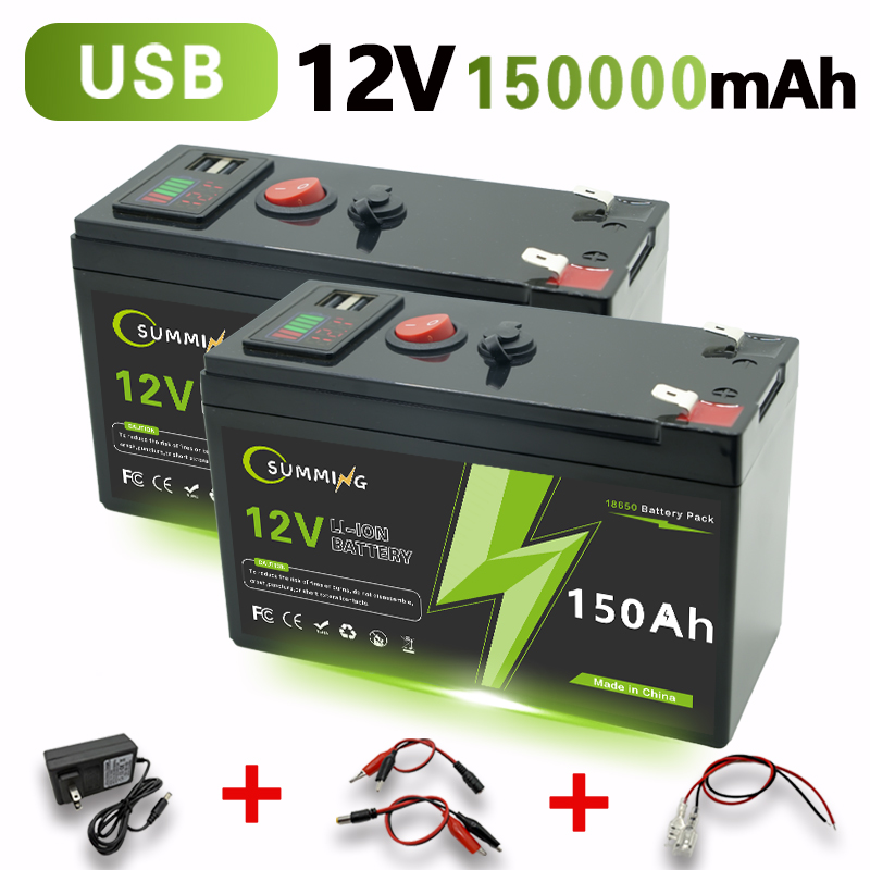 LiFePO4 12V 150Ah Akku, 4000+ Zyklen wiederaufladbare Lithiumbatterie, perfekt für Fahrt auf Spielzeug, Roller, Fischfinder, integriertes BMS