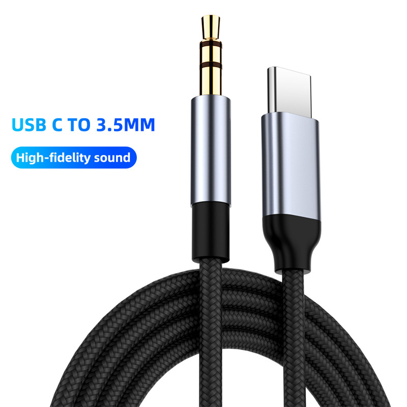 YISH USB C Jack: Type C naar 3,5 mm, Nylon USB C Jack Adapter