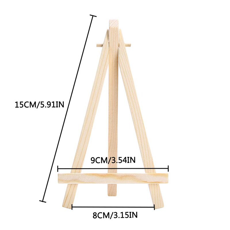 10 Uds de madera Mini caballete para artista-triángulo de boda, soporte de mesa de pantalla-15X8 Cm