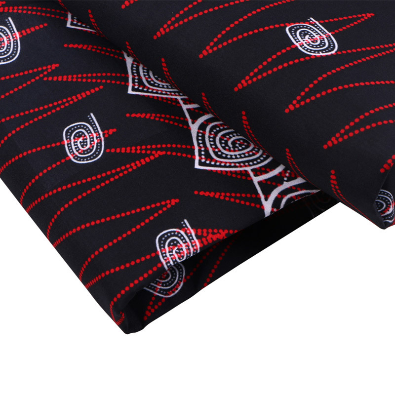 Dutch Wax Fabric Red And White Print African Veritable Ankara Guaranteed Wax Printed Black Fabric