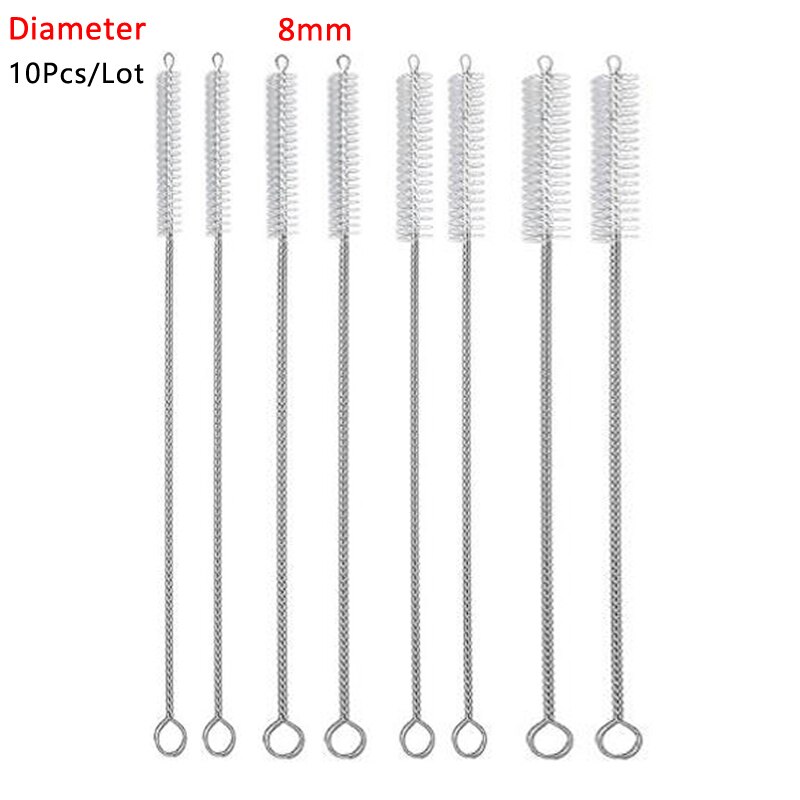 4/10/12 Teile/satz Stroh Reinigung Pinsel Edelstahl Nylon Weiches Haar Glas Rohr Reiniger Pinsel Strohhalm wiederverwendbar Flasche sauberen Pinsel Werkzeuge: 8mm Dia (10Stck)