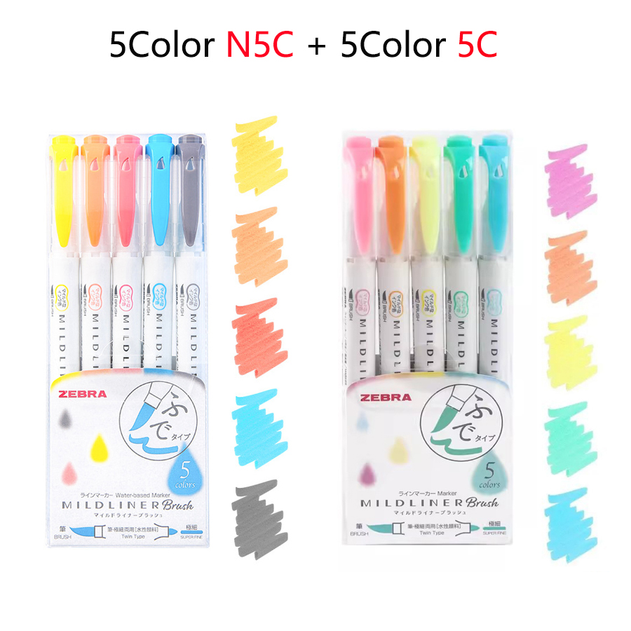 Marker evidențiator cu vârf dublu zebra, manual colorat, marker pentru subliniere, grosime variabilă, vârf moale, wft, set limitat de 8: Ciocolată