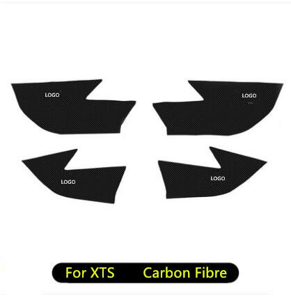 4 stk/sæt sort /kulfiber pu læder døre anti-kick pad måtte til cadillac atsl  xt5 xts  ct6 aab 251: Til xts kulfiber