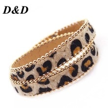 Leopard Charm Armbanden Voor Vrouwen Boho Goud Kleur Knop Vintage Lederen Armband Kerst Punk Sieraden