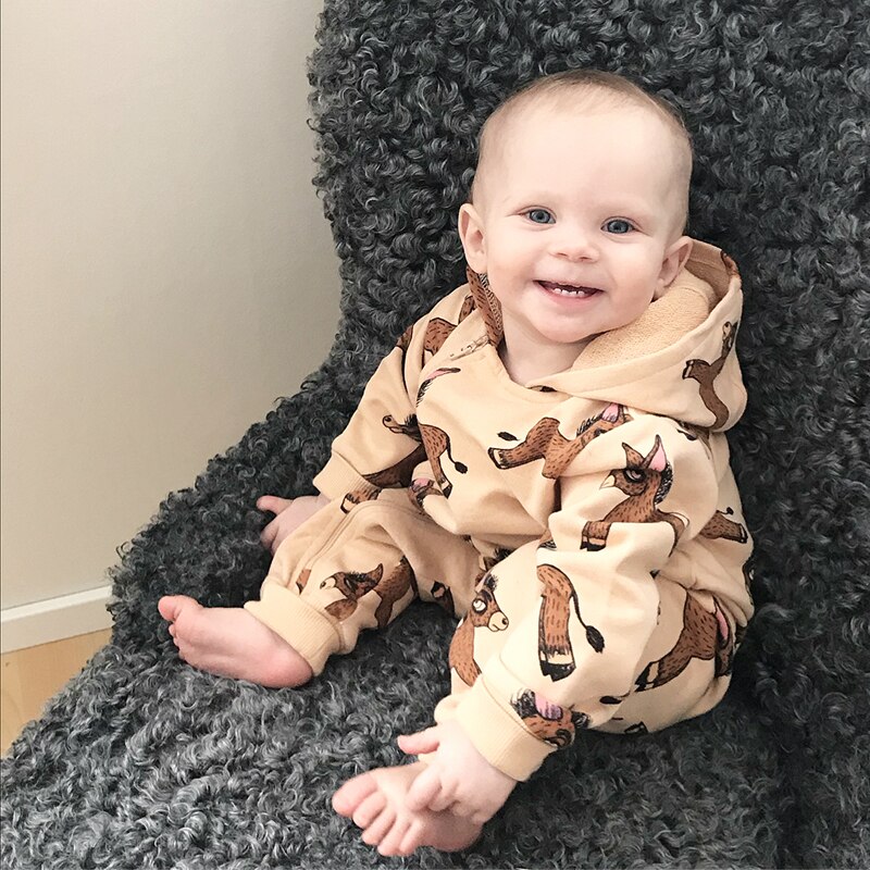 Tinypeople æsel baby efterår jumpsuits drenge bomuld hættetrøje legetøj vinter piger overordnet spædbarn onesie tøj toddler romper