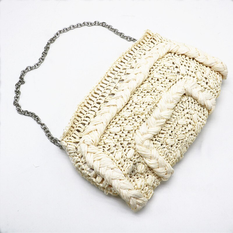 hand-woven bag 2022 style straw bag simple women&#39;s bag shoulder bag: White