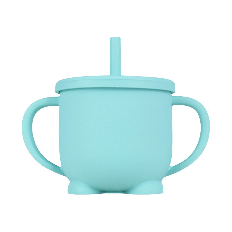 Siliconen Kinderen Stro Cups Baby Leren Om Kopjes Kinderen Lekvrije En -Proof Cups: Green