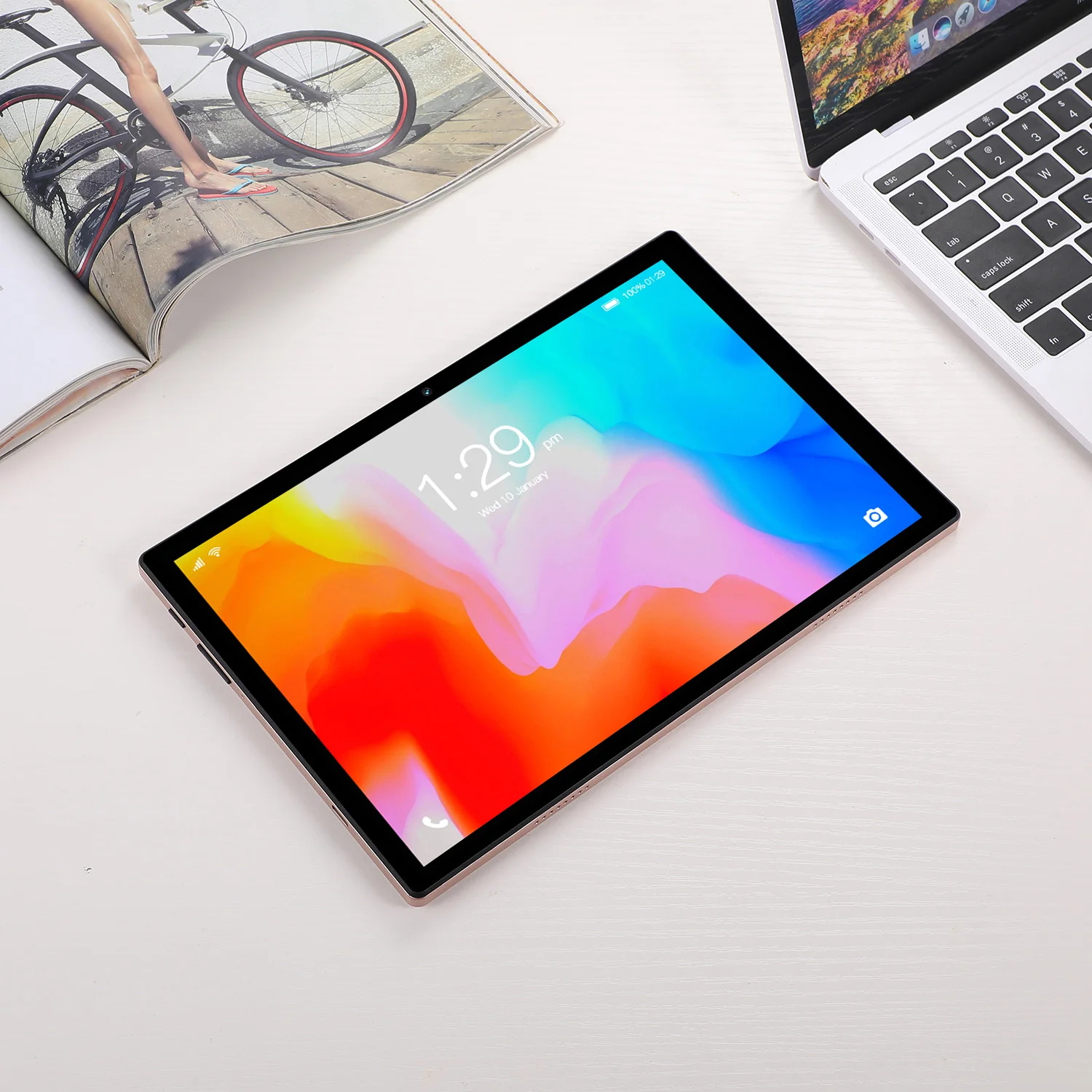 10.1 -tums android 11 surfplatta med 4gb+64gb x 1080p, 5000 x 1080p, 1280 x 800 ips fhd-pekskärm, 2mp+5mp kameror och bluetooth.