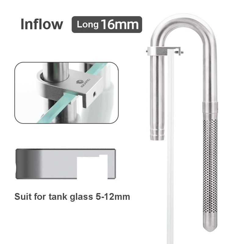 AQUAPRO-Mini tubos de espumadera de entrada y salida de acero inoxidable, filtración de peces y camarones, accesorios para acuario, filtro de salmuera Akvarium y camarones