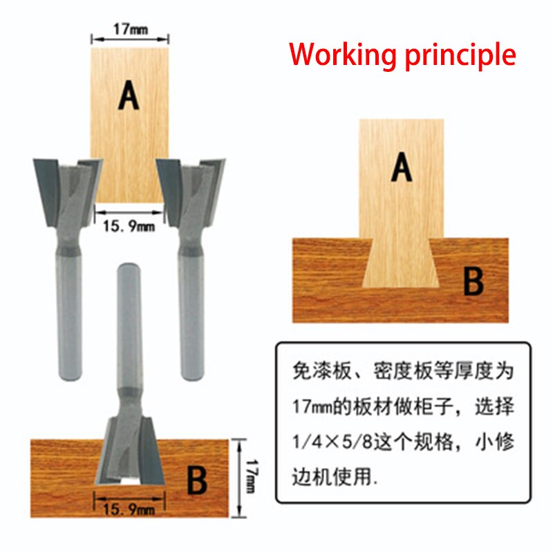 6.35mm Shank Dovetail Joint Router Bits Set Dovetail Shank kit Woodworking Engraving Bit Milling Cutter for Wood