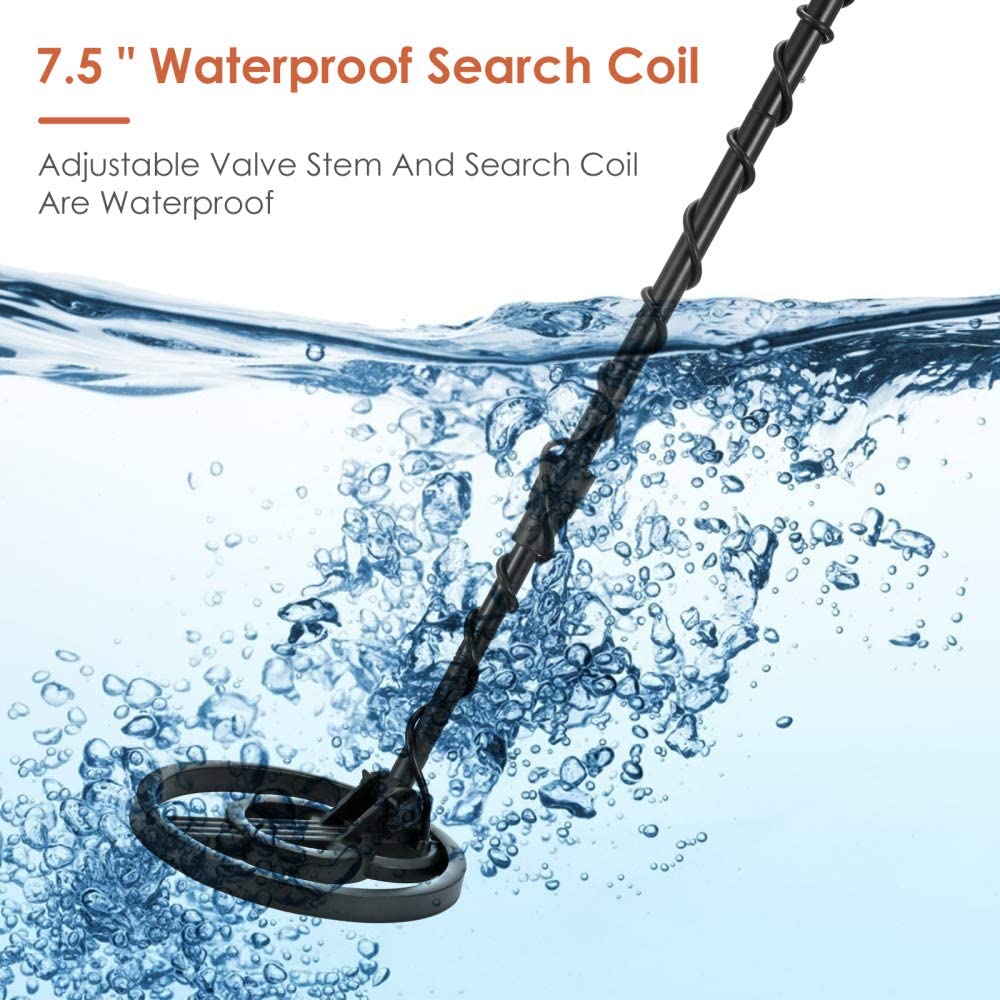 Lightweight Metal Detector with 20cm Waterproof Search Coil, 28-108cm Metal Finder for Kids Adults Beginners, Disc &amp; All Metals