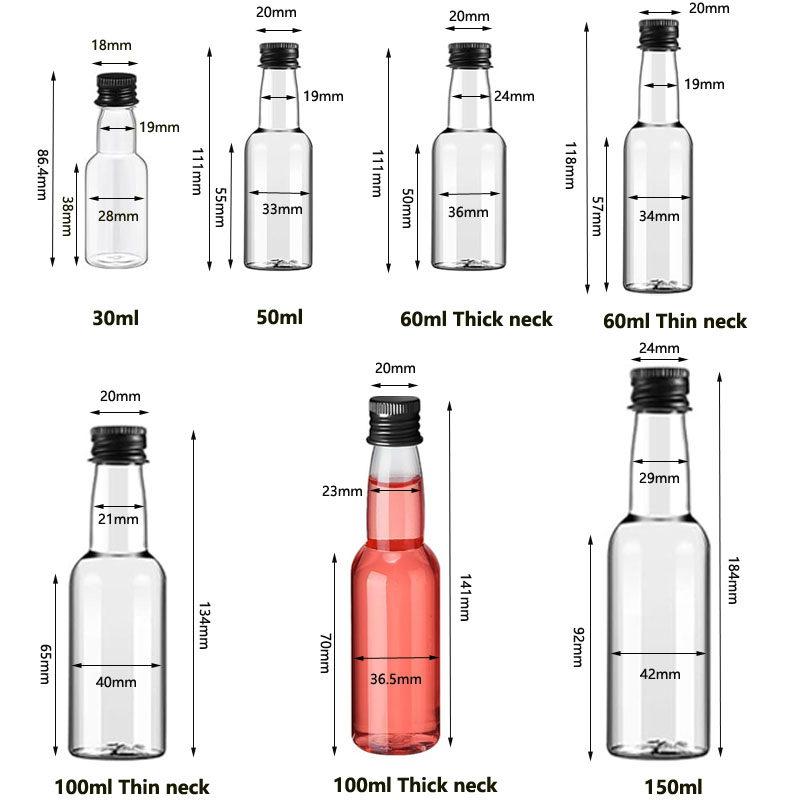 5Stck 30ml-150ml Leere Klare Kunststoff Mini Schnaps Flaschen Tragbare Nachfüllbare Trinken Container Für Saft wein Alkohol Hochzeit Party