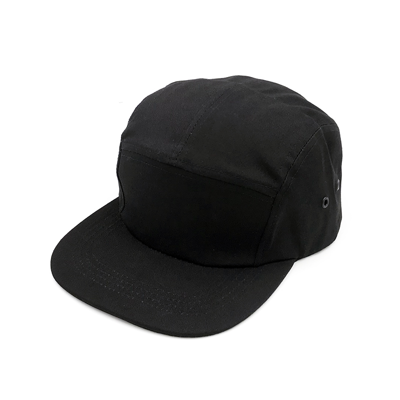 Effen kleur eenvoudige vijf stuk cap stiksels rap baseball cap oude hiphop Snapback hoed straat trend ademende mannen en vrouwen cap: Black