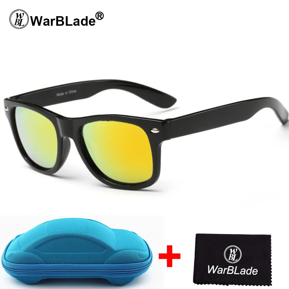 WarBLade Cool Zonnebril voor Kids Zonnebril voor Kinderen Jongens Meisjes Sunglass UV 400 Bescherming met Case Kinderen: black orange