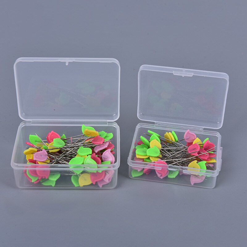 50/100 Uds Patchwork Pin pájaro Tulip alfileres con cabezal con forma de botón o Flor agujas para manualidades acolchado herramientas y accesorios de costura ramillete de corte y confección