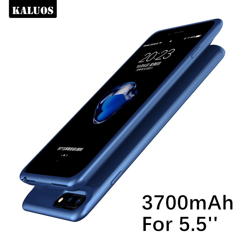 KALUOS Battery Charger Case For iPhone 6S Plus 6P 3700mAh Power Bank Cover for iPhone 7 Plus 8P Phone Battery Silicon Back Cases: 3700mAh Blue
