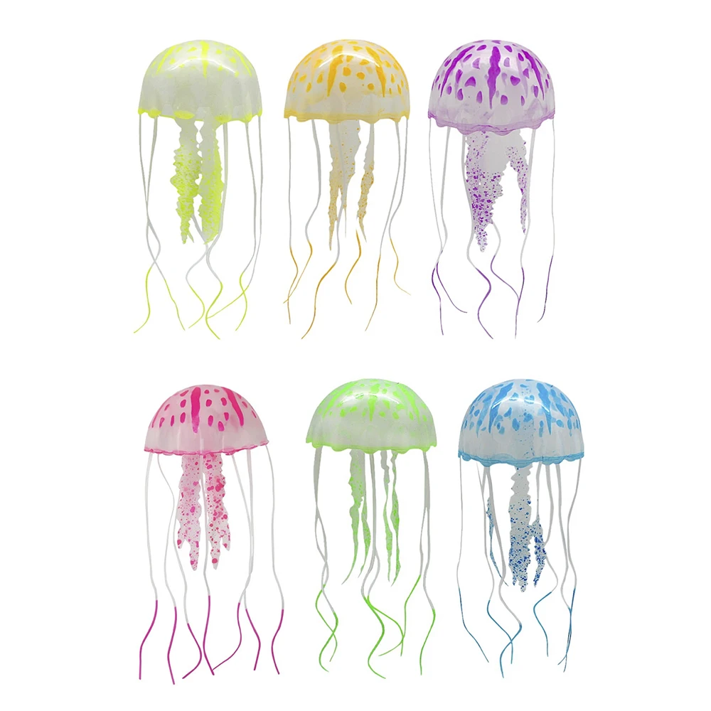 Künstliche Aquarium Ornament leuchtende Quallen Silikon schwimmende fluoreszierende Aquarium Ornamente Unterwasser Landschaftsbau Dekor