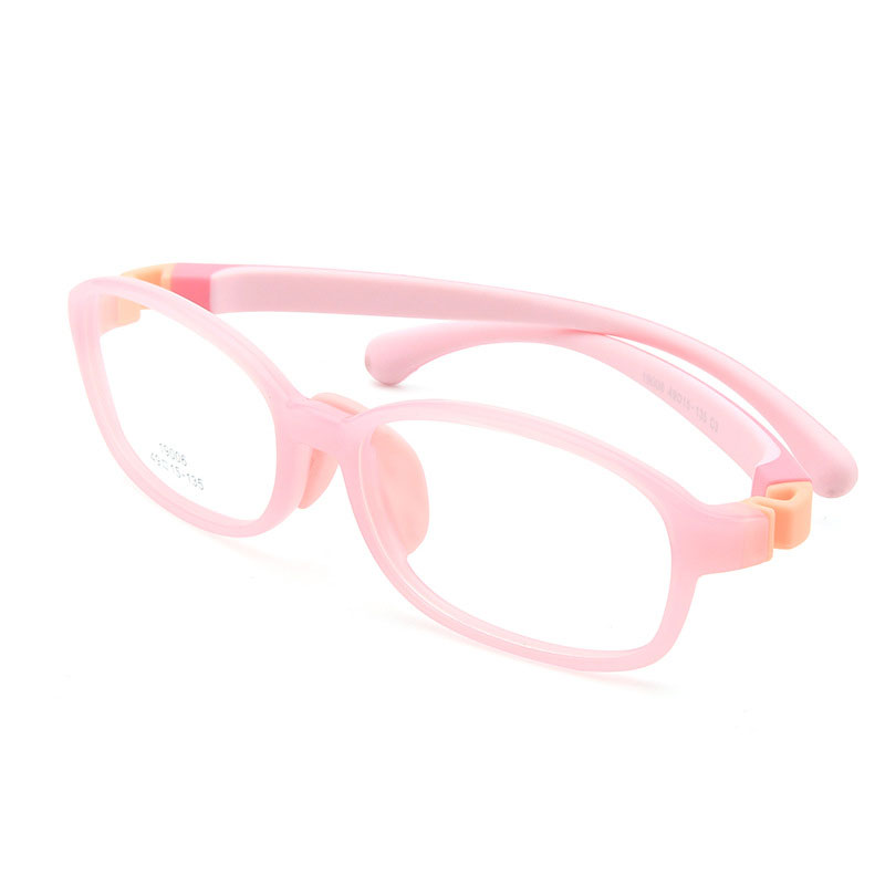 Ramme til optiske briller til børn drengepiger nærsynethed brillerammer med 0 graders linser almindelige spejlpunkter børn unisex 19006: Lyserød