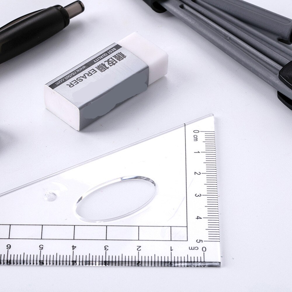 8 pcs/set Protractor Drawing Triangle Eraser Compasses Set Math Eraser Ruler For Students School Supplies