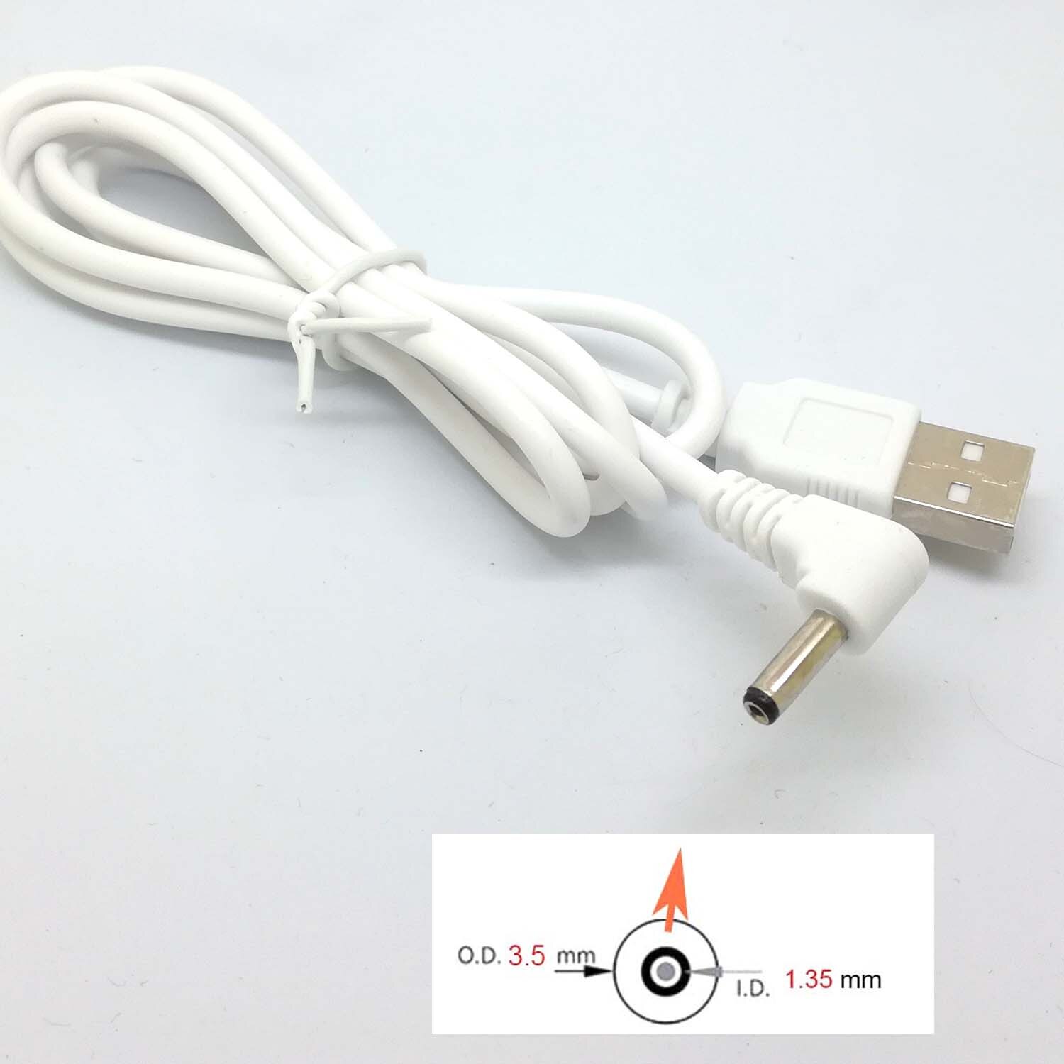 90 vinklet pc usb han  to 5v dc 3.5mm x 1.35mm tønde stik strømkabel ledning adapter hvid  c446