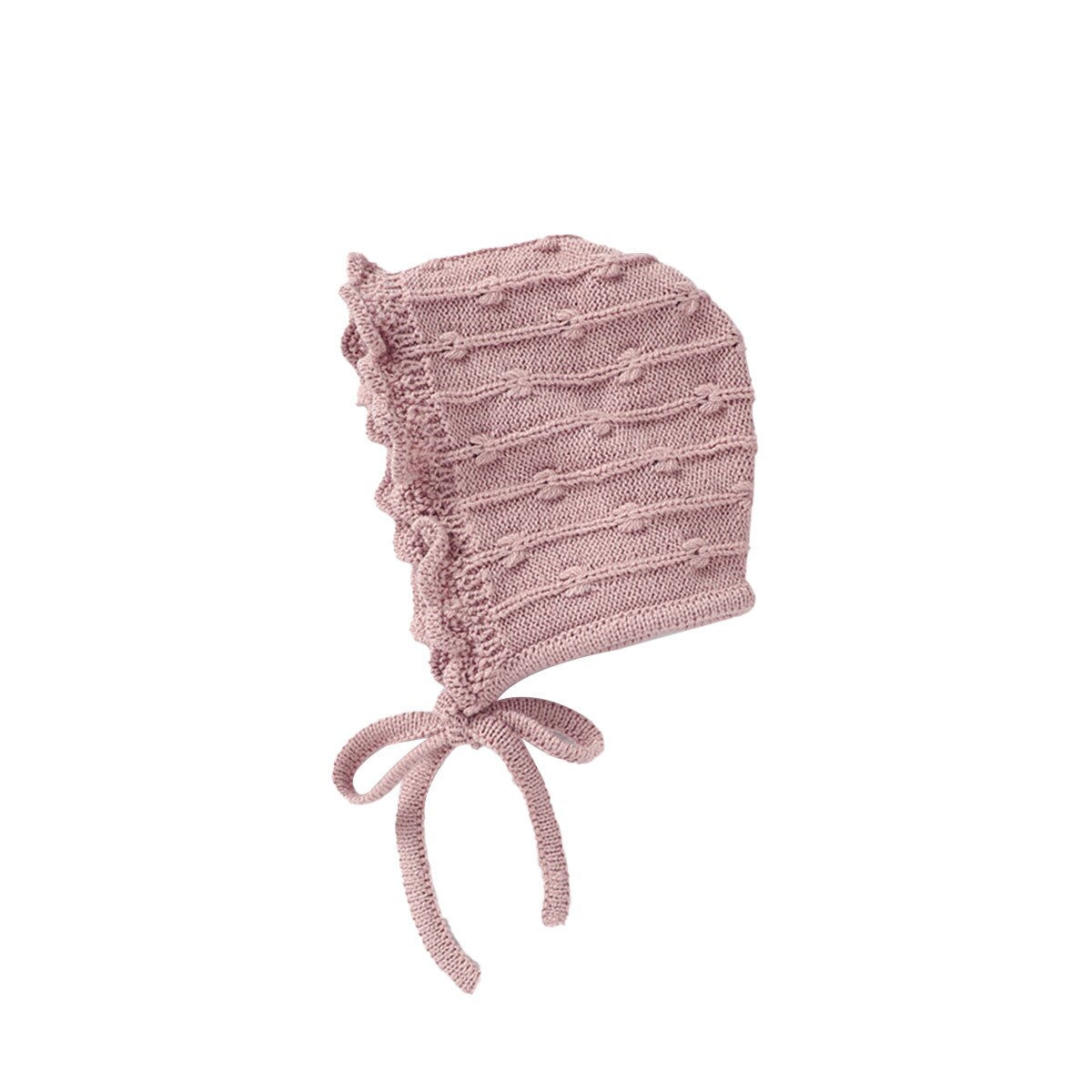 Infantile bébé tricot chapeau doux mignon Bonnet chapeau hiver baptême Bonnet avec mentonnière hiver casquettes accessoires: Rose / 6M