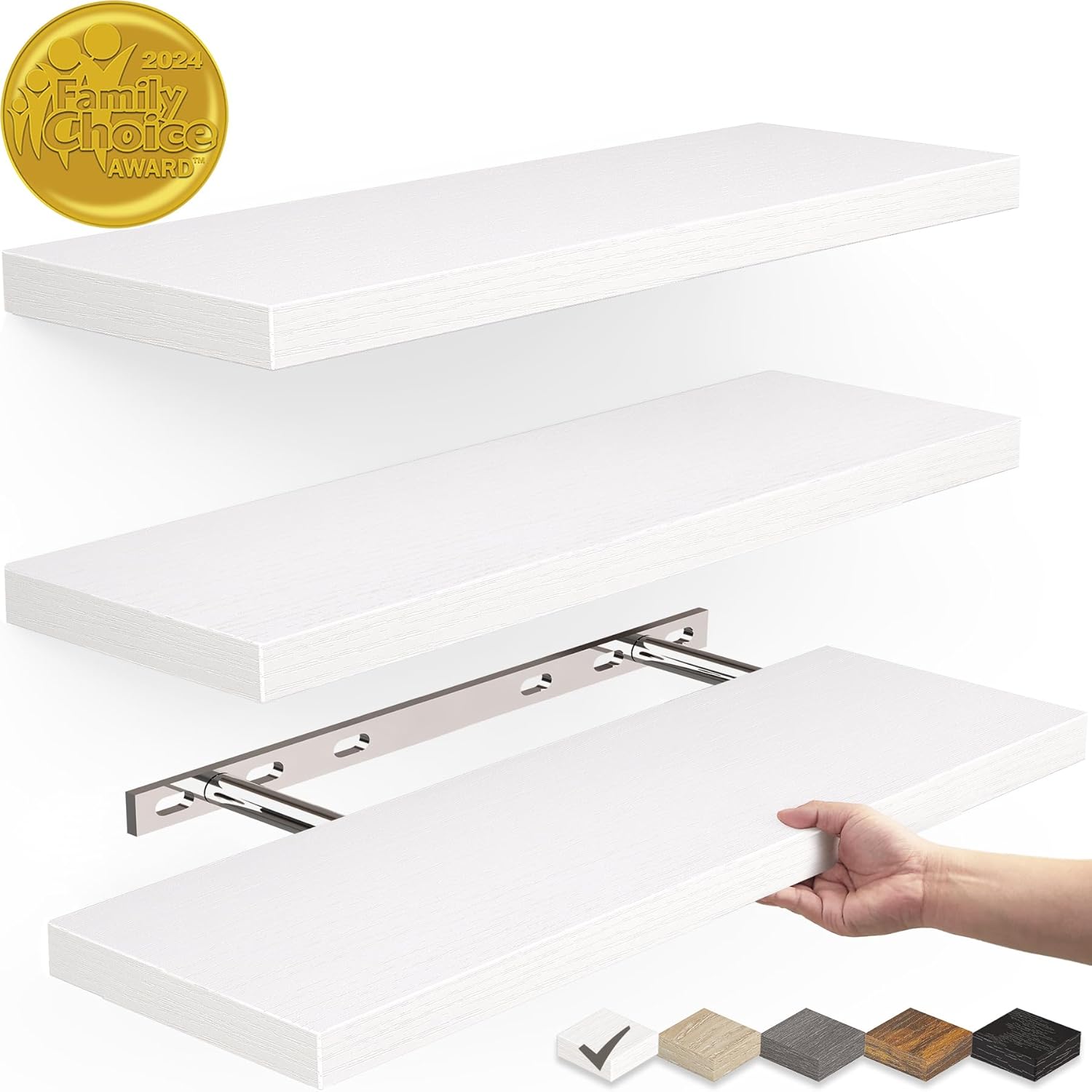Prateleiras flutuantes para parede, prateleiras de madeira rústica montadas na parede para banheiro, cozinha, prateleira suspensa para livros/armazenamento/sala, 1 peça: Cinza claro