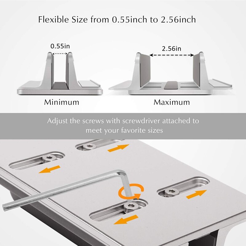 Vertical Laptop Stand, Aluminum Laptop Holder with Adjustable Dock Size Compatible for /Surface/Lenovo/Dell/Gaming Laptop
