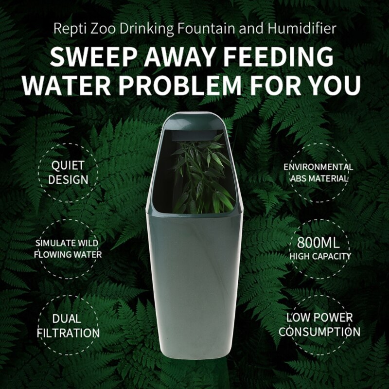 Bebedero automático para reptiles, de lagarto humidificador de agua, dispensador de alimentos, terrario, anfibio, agua ajustable