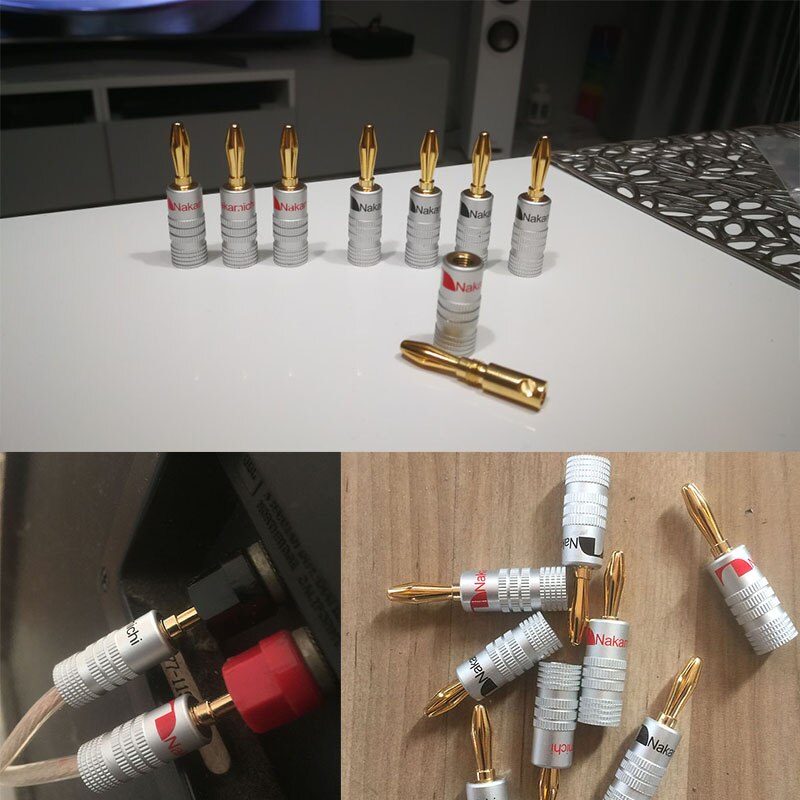 Conector de conector Banana Nakamichi de 8 uds, conector de cable Banana chapado en oro para altavoz Musical, Pin de cable de Audio de 4mm
