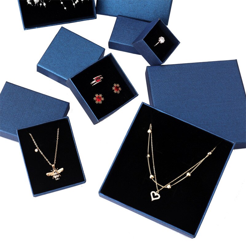 Boîte en papier bleu Royal, boîtes de présentation de bijoux faits à la main, pour colliers, Bracelets, boucles d'oreilles, 1 pièce