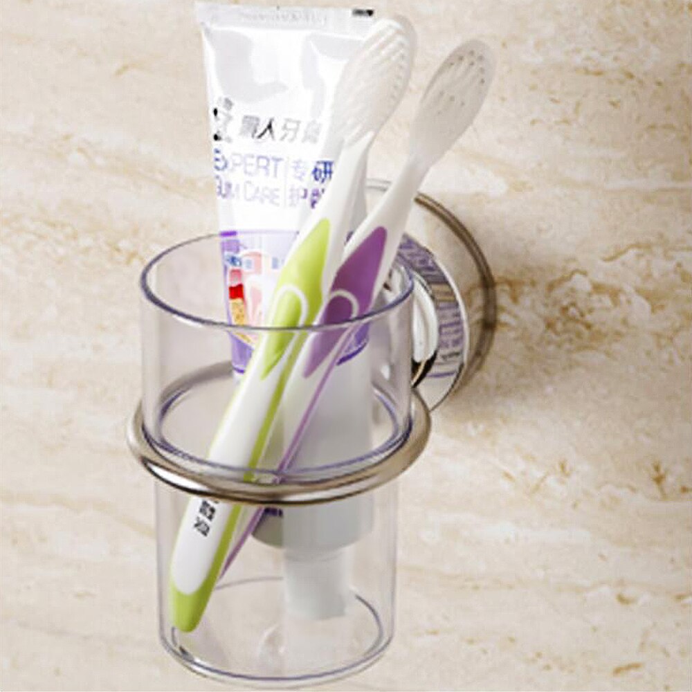 1 sæt enkelt kopper holder badeværelse ingen stansebakke rack sugekop tandbørste tumbler holder væg badekar rack