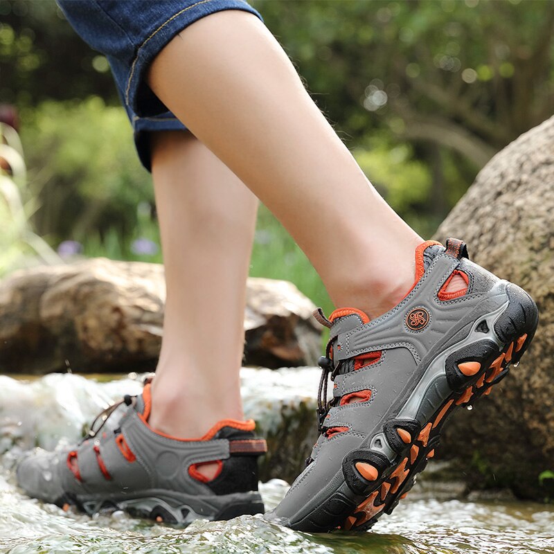 Men Mesh Aqua Shoes Outdoor Non-slip Durable Trekking Upstream Shoes Male Cool Hiking Wading Water Sports Sneakers