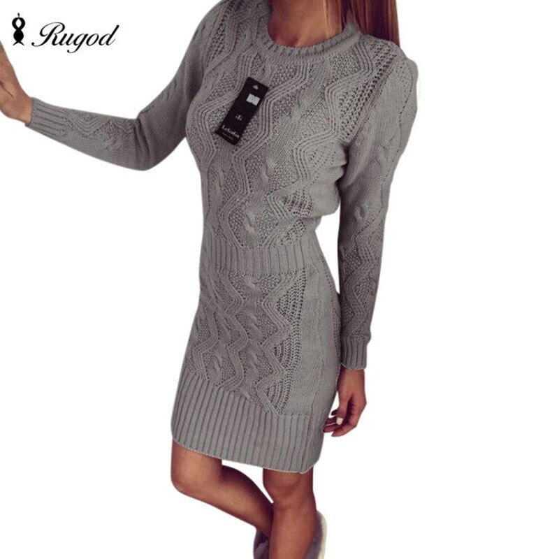 RUGOD Lente Lange Mouw Trui Jurk Vrouwen Sexy Slanke Bodycon Gebreide Jurken Skinny Party Jurk Vrouwelijke Vintage Vestidos