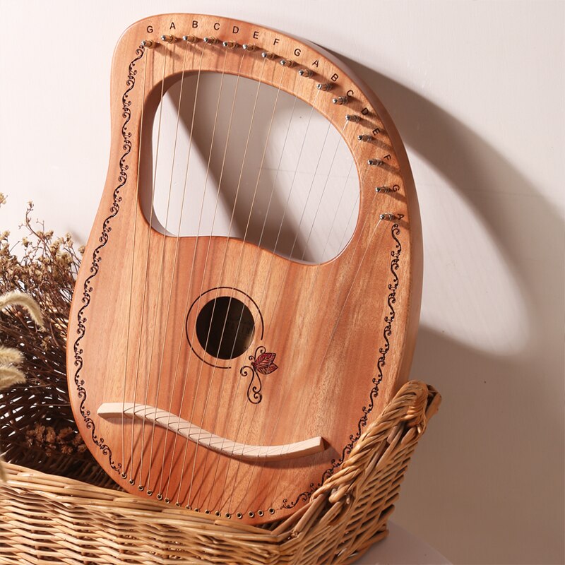 Lira harpa 10/16 cordas gravadas à mão por madeira de mogno alta qualidade + tuning chave instrumentos musicais: Butterfly Wood color