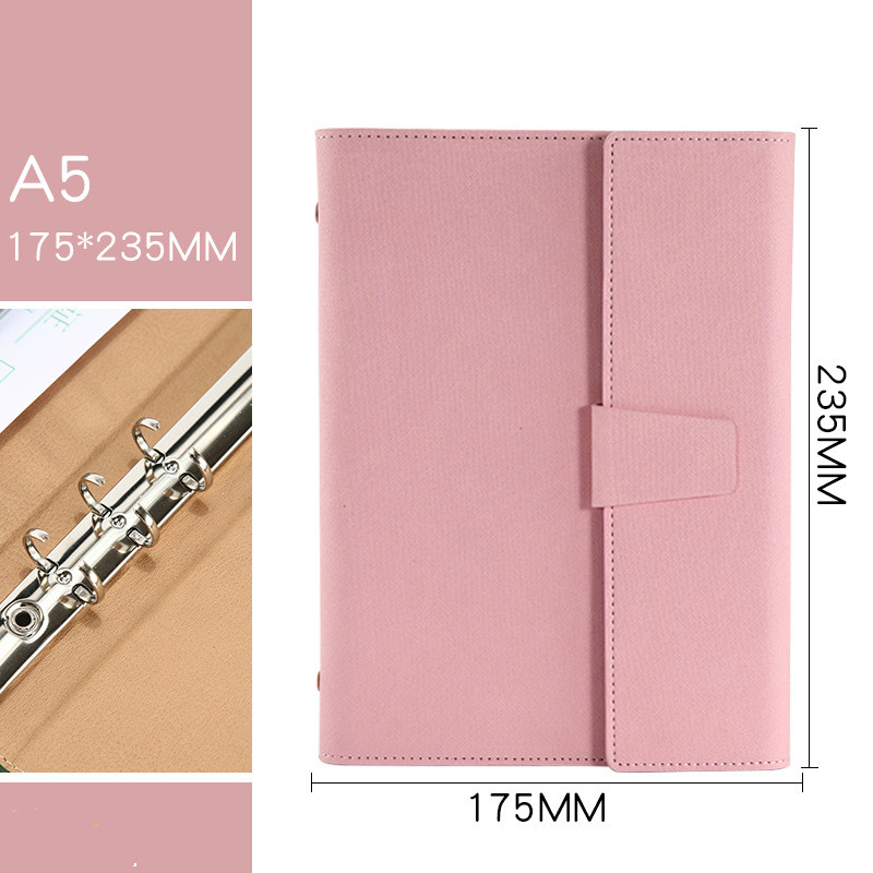 A5 Clipboard Folder Padfolio Business Leather Organizer School Office Organizer 6 Ring Binder Manager Writing Pads Portfolio: Pink
