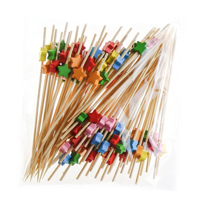 100pcs Disposable Bamboo Fork Buffet Fruit Desserts Pick Skewer Food Cocktail Sandwich Stick: 07