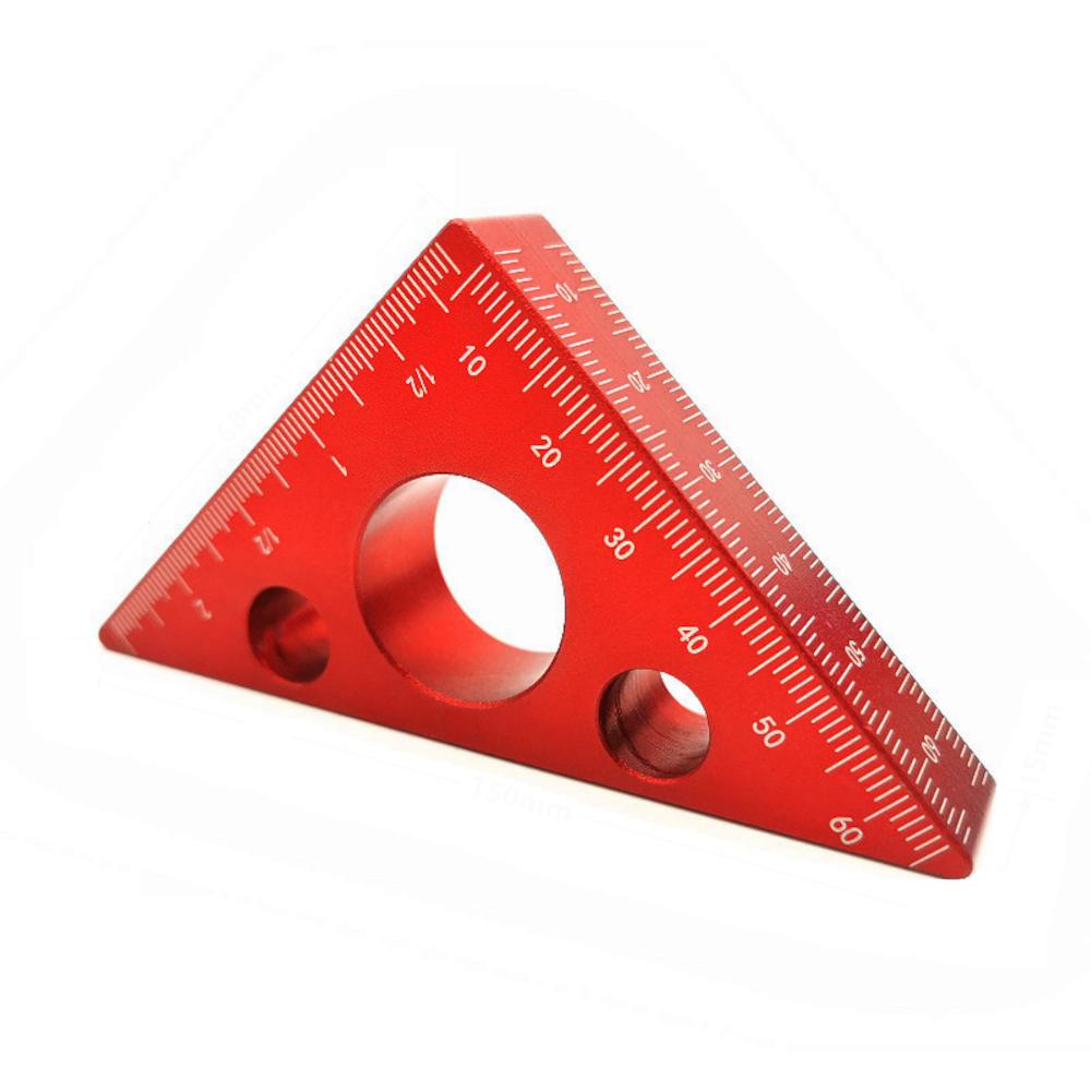 1Pc Aluminum Alloy 45 Degree Angle Ruler Metric Triangle Ruler Carpenter Workshop Blue/Red Small Big Woodworking Measuring Tool