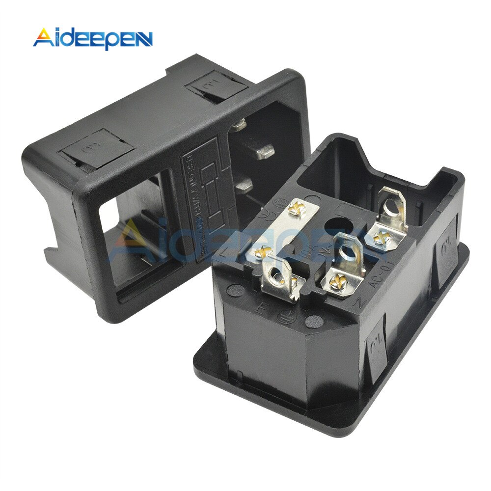AC-01 AC 250V 10A IEC320 C14 Netsnoeringang Socket Power Adapter Snap Type Koperen Kern Socket met Zekering rocker Switch Houder