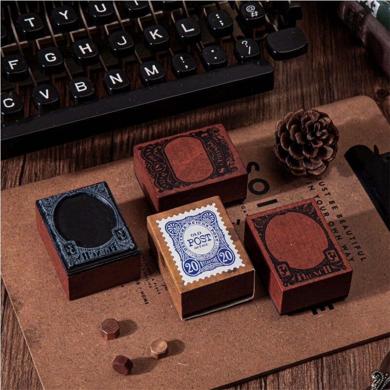 Old Post Office Series Antique stamps Collection Wooden Rubber Stamp Set Diy Scrapbooking Cards Decoration Embossing