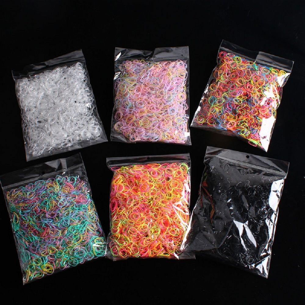 2000 st/påse hår gummisnöre gummiband transparent vit 1mm genomskinlig hästsvanshållare elastisk gummi hårrep flätningsverktyg