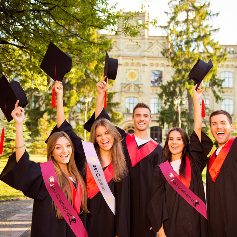 2Pcs Graduation Series Etiquette Belt Set Graduation Party Supplies Prom Favors Sash Graduation Party Decor (1Pc Pink +