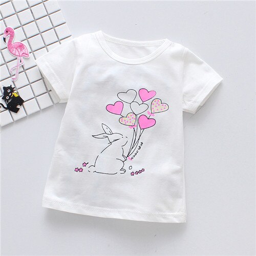 Fanfiluca Korte Mouwen Meisjes t-shirts Katoen Baby Meisje Kleding Kids Doeken Blouse Zomer Stijl T-shirt: WHITE / 9m