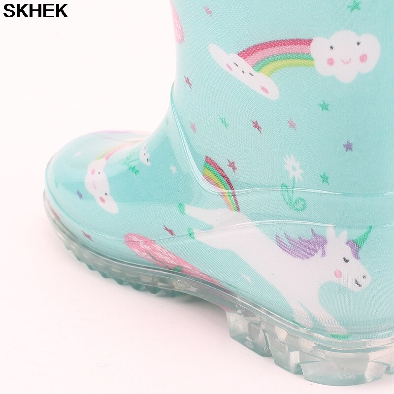 SKHEK freundlicher Regen Stiefel freundlicher Gummi Stiefel mit 3D Kaninchen aufbringen freundlicher Stiefel Mädchen Kleinkind Wasser Schuhe Regen