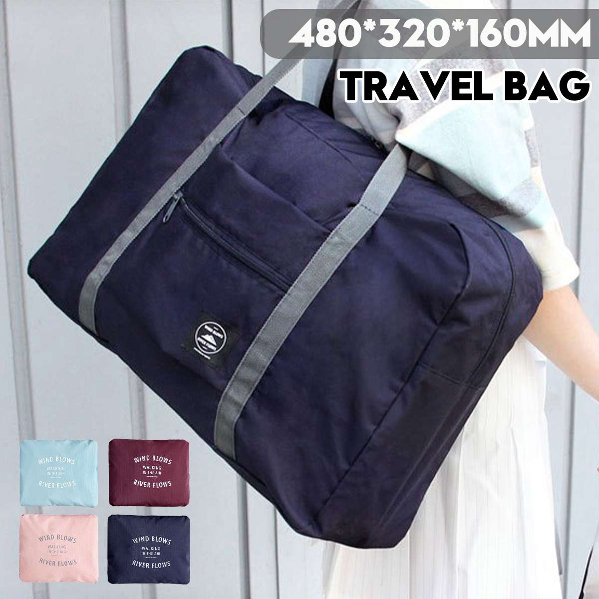 Large Capacity Canvas Tote Foldable Duffle Bag Shoulder Handbag Luggage Bag Unisex Travel Gym Sport Bags