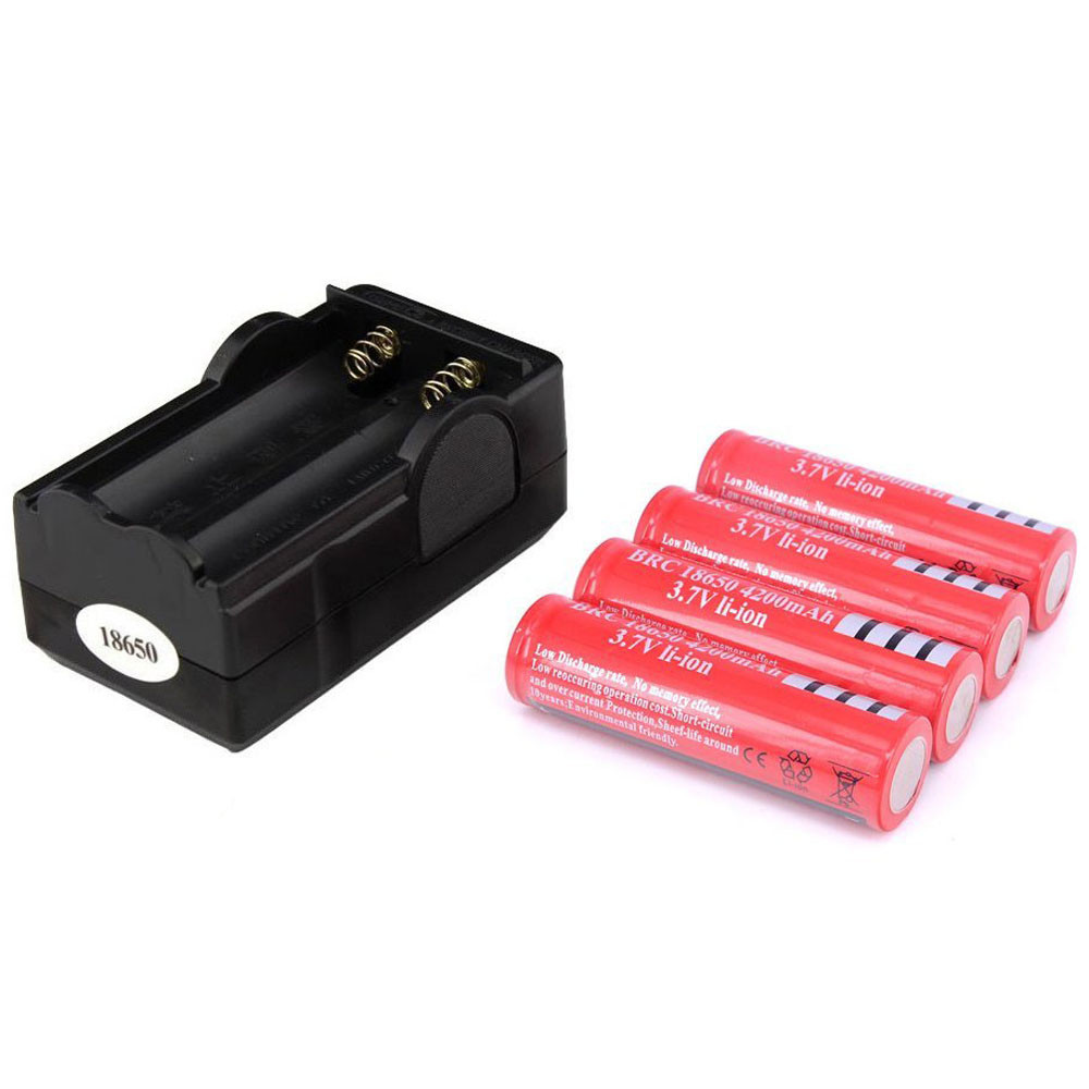 Vovotrade 4 pièces 18650 4200mah BRC 3.7V Rechargeable Li-ion batterie + Ipcs chargeur pour éclairage de secours appareils portables puissance